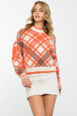 Checkered Plaid Orange Sweater