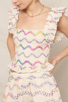 Multicolor Embroidered Elastic Waistband Shorts - Stylish In The Saddle