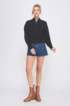 Dolman Half Zip Rib Sweater