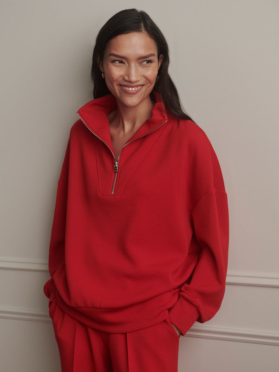 Red Marl Hawley Half Zip