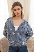 Pre-Order Bandana Fuzzy Knit Cardigan