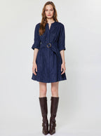 Eyelet Embroidered Belted Mini Dress