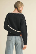 WHIP STITCH TWO-TONE SWEATER MSW11155 - Stylish In The Saddle