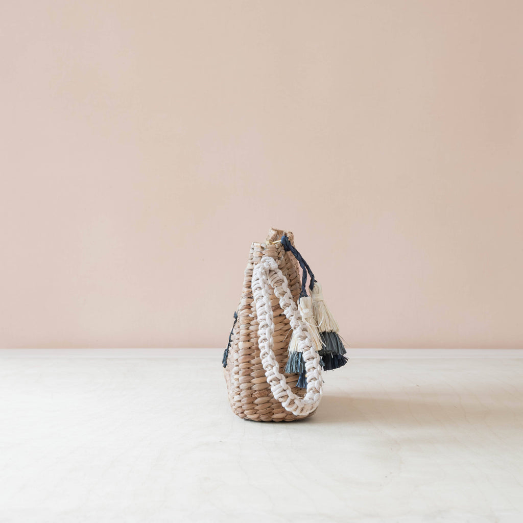 Mini Woven Pouch with Wristlet and Embroidered Dachshund