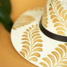 Patricia Hand Painted Resort Hat - Tan and Gold Flower - Stylish In The Saddle