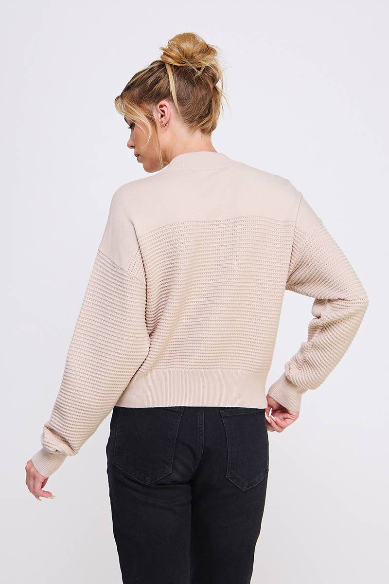 Dolman Half Zip Rib Sweater