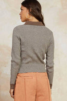 Long Sleeve Two Tone Sweater Top - Stylish In The Saddle