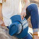 Fernanda Hand Painted Western Boho Hat - Blue and White - Stylish In The Saddle