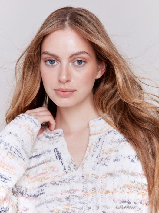 Chunky Marl Cable Knit Sweater - Stylish In The Saddle