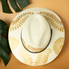 Patricia Hand Painted Resort Hat - Tan and Gold Flower - Stylish In The Saddle