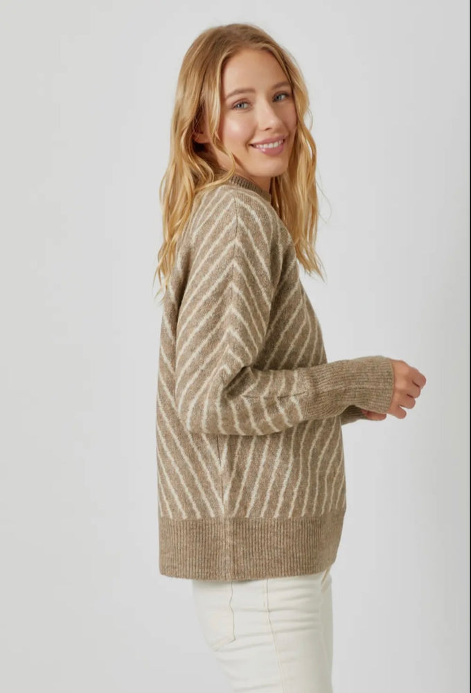 Biscuit Striped Crew Neck Sweater