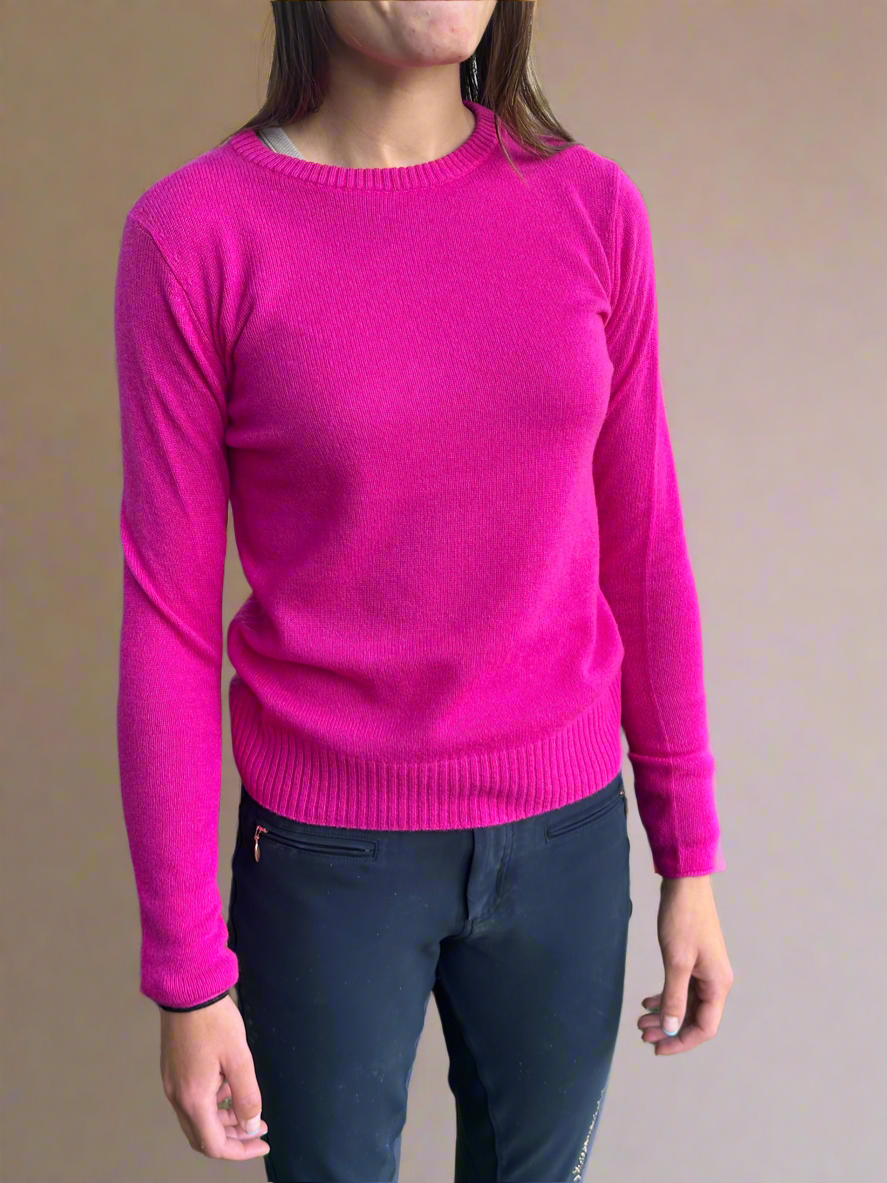 Classic Cashmere Crew Neck Sweater- Dragon Fruit - Stylish In The Saddle