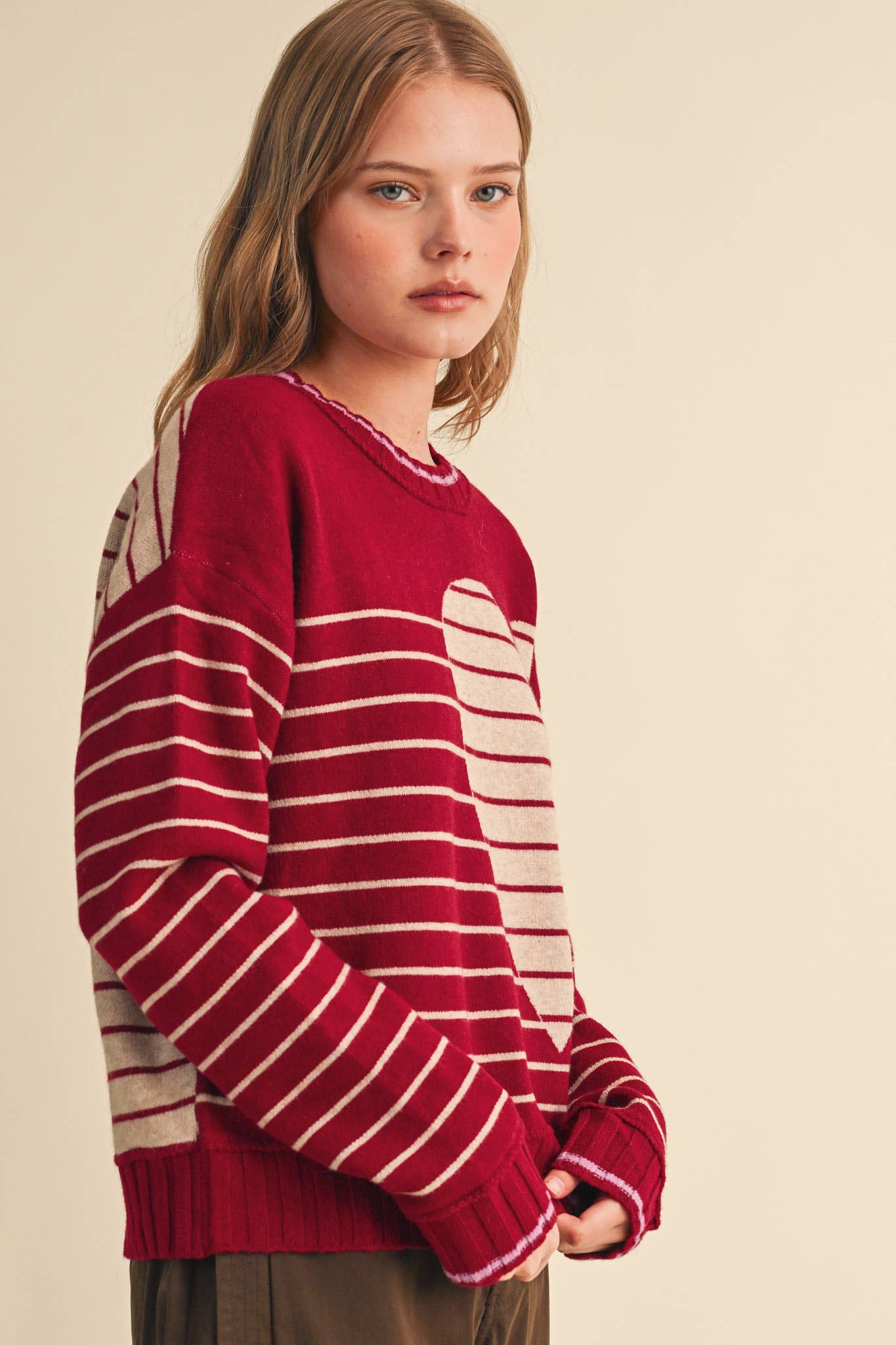Heart Striped Sweater