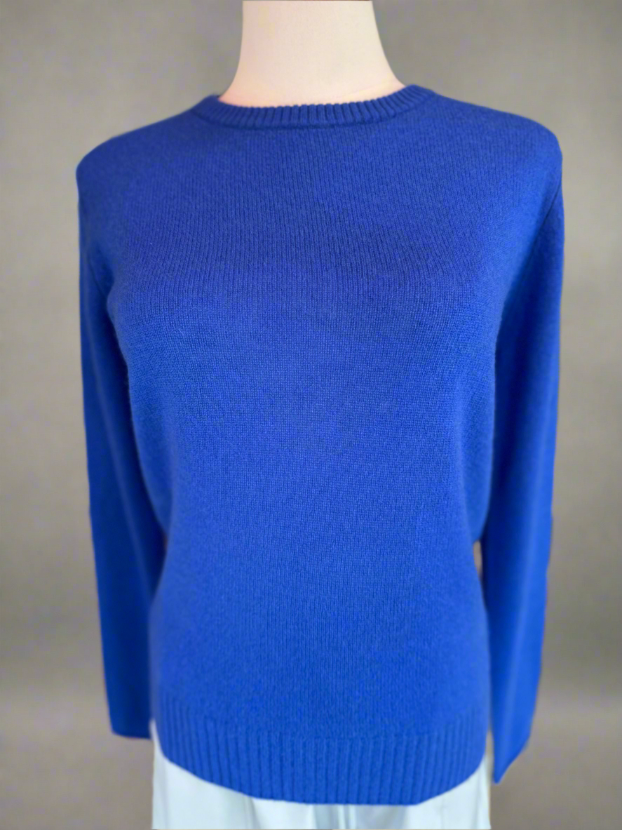 Classic Cashmere Crew Neck Sweater- Cruise Blue - Stylish In The Saddle