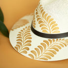Patricia Hand Painted Resort Hat - Tan and Gold Flower - Stylish In The Saddle