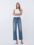 High Rise Patch Pocket Jeans