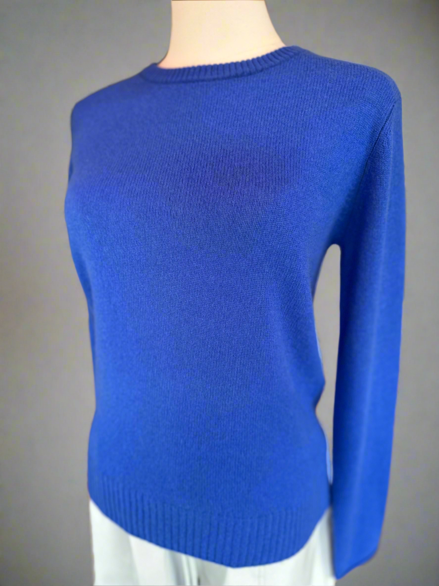 Classic Cashmere Crew Neck Sweater- Cruise Blue - Stylish In The Saddle