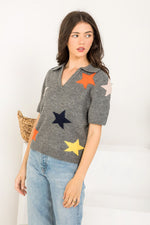 Grey Polo With Multi Stars