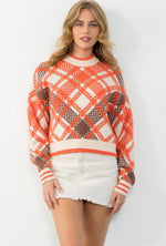 Checkered Plaid Orange Sweater