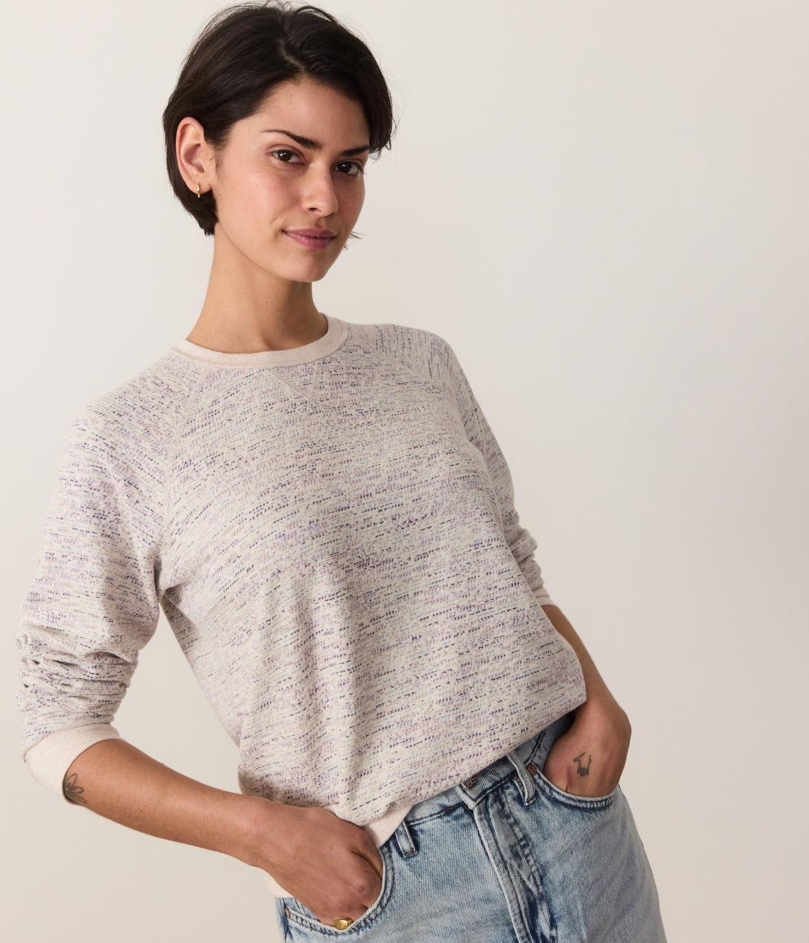 Reversible Raglan Space Dye Top Navy - Stylish In The Saddle