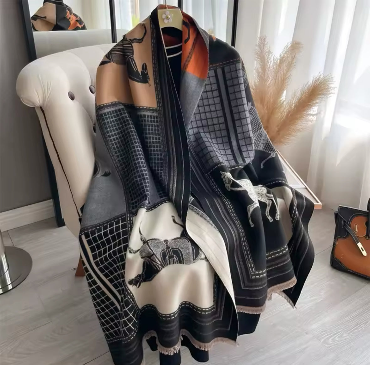 Black Classic Equestrian Scarf/Shawl - Stylish In The Saddle