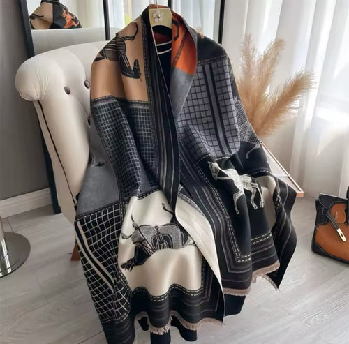 Black Classic Equestrian Scarf/Shawl - Stylish In The Saddle