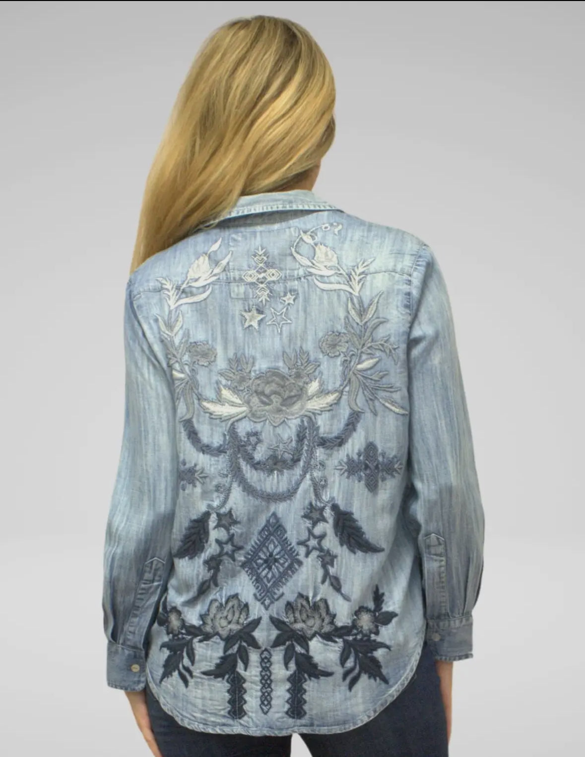 Embroidered Tencel Denim Shirt - Stylish In The Saddle