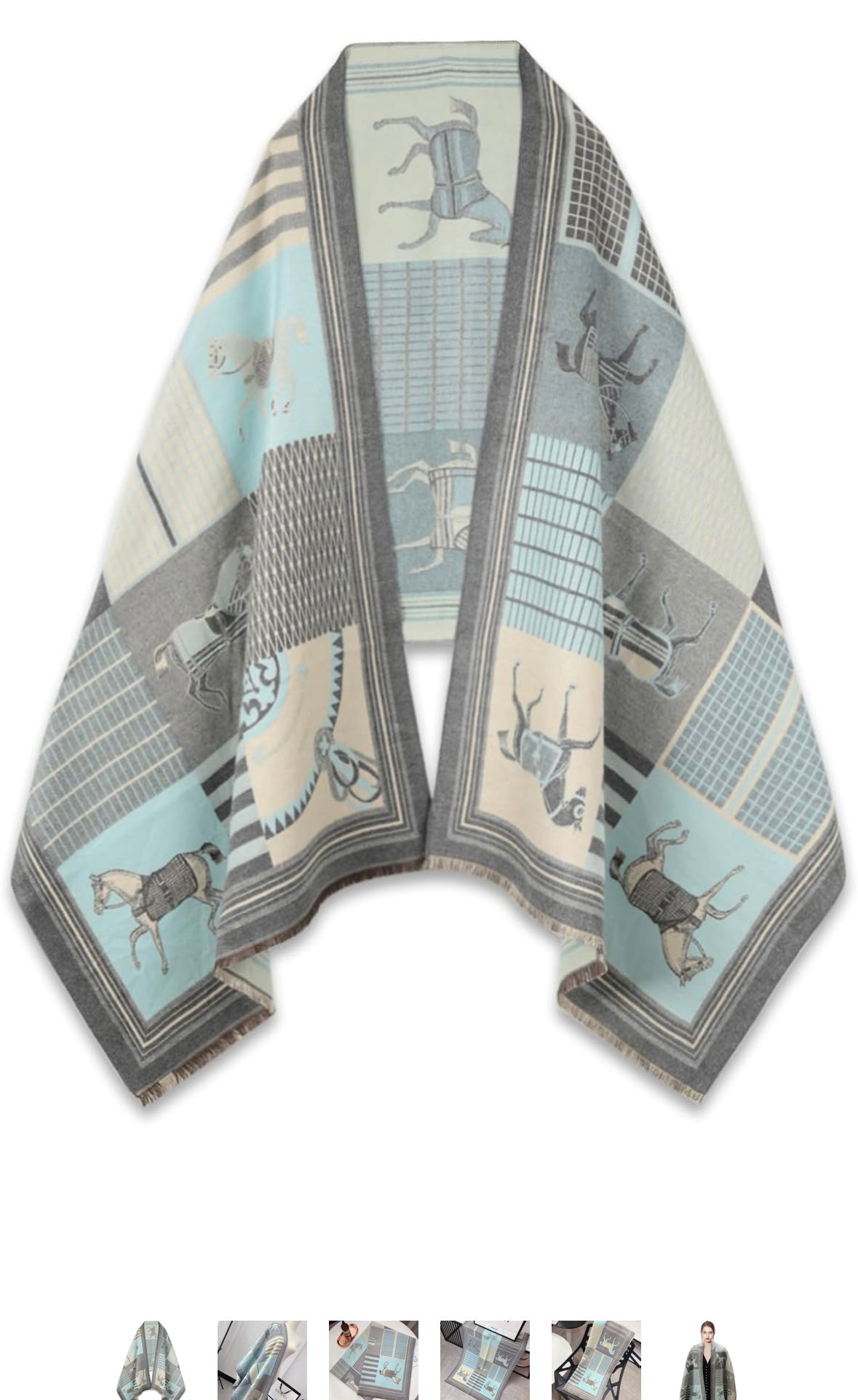 Light Blue Classic Equestrian Scarf/Shawl - Stylish In The Saddle