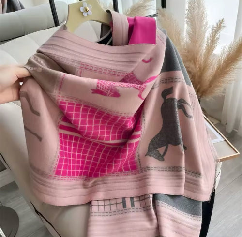 Pink Classic Equestrian Scarf/Shawl - Stylish In The Saddle