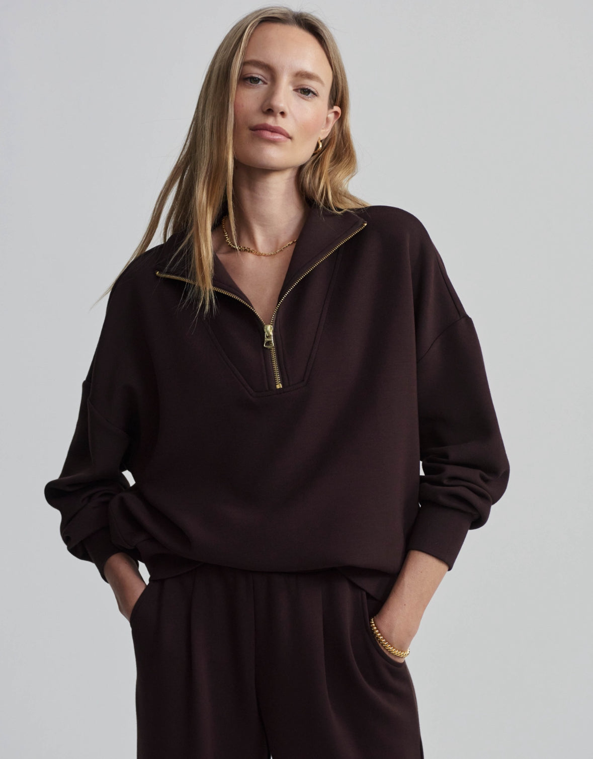 Hawley Quarter Zip Sweater Coffee - Stylish In The Saddle