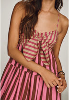 Tiered Striped Midi Dress