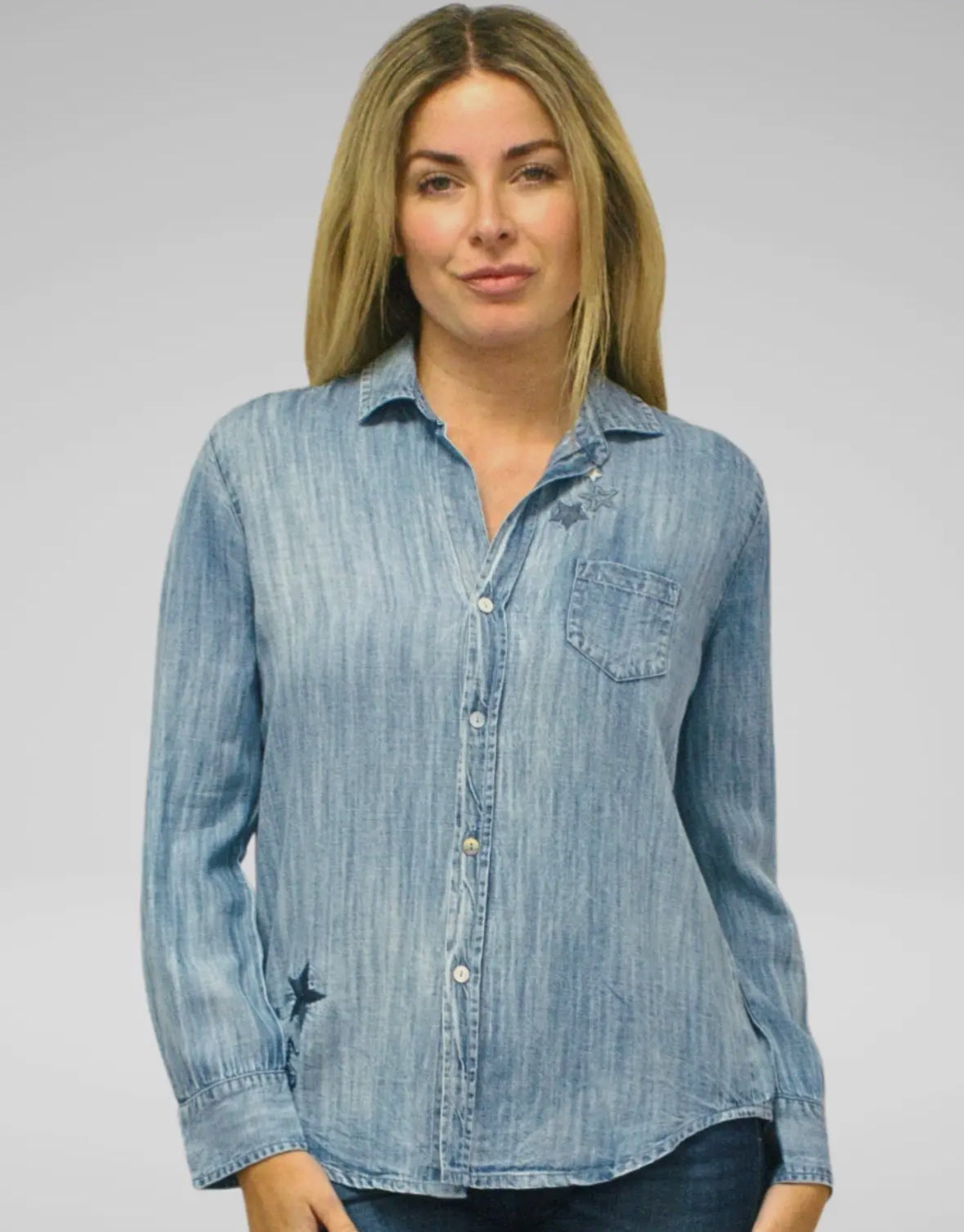 Embroidered Tencel Denim Shirt - Stylish In The Saddle