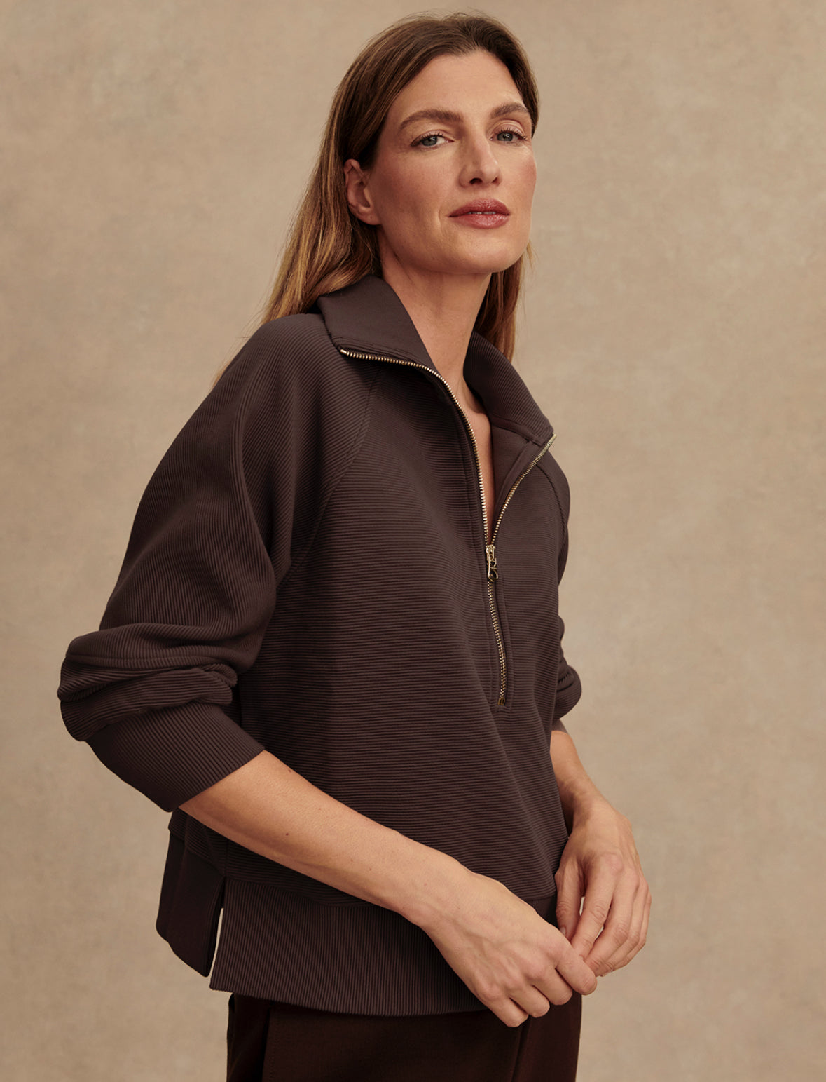 Coffee Milano Half Zip Sweat 2.0 - Stylish In The Saddle