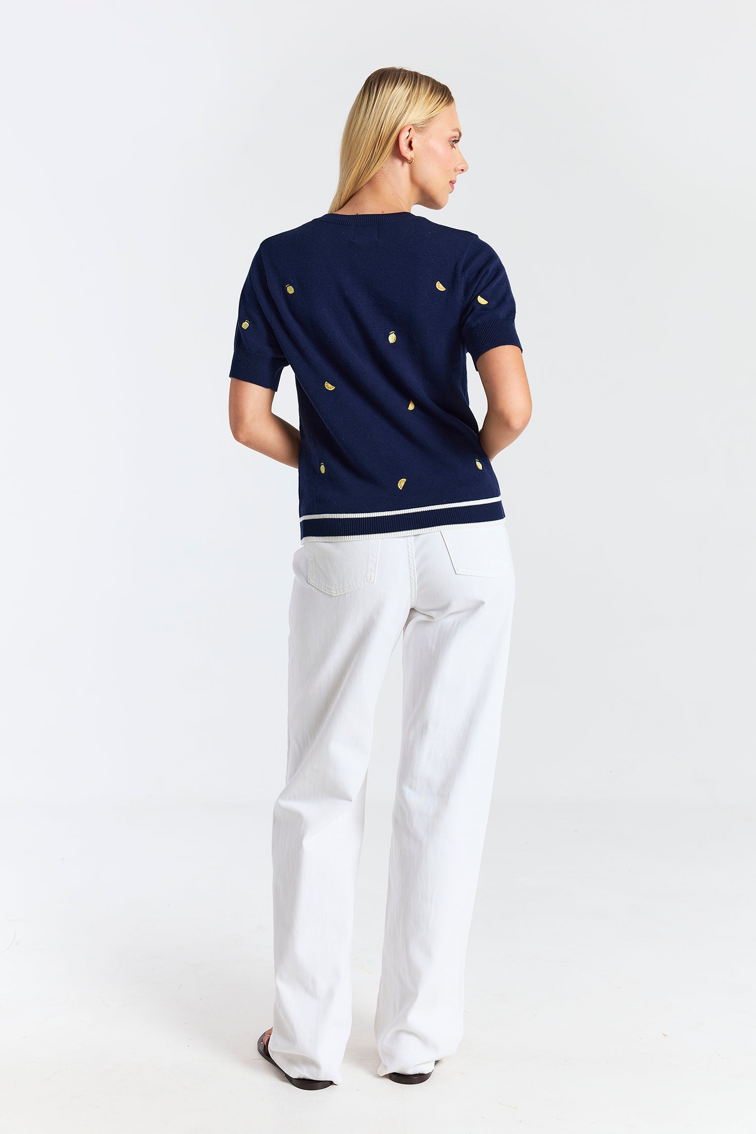 LEMON DITSY EMBROIDERY TEE