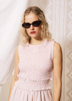 Seersucker Smocked Rose Dress