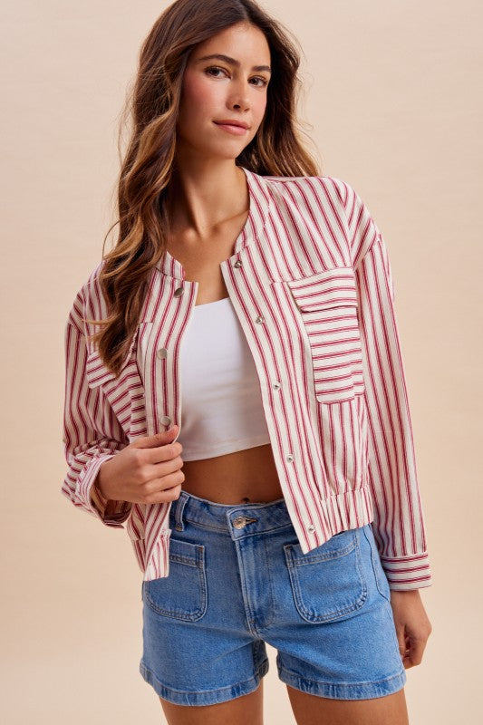 Striped Cotton Bomber Jacket