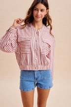 Striped Cotton Bomber Jacket