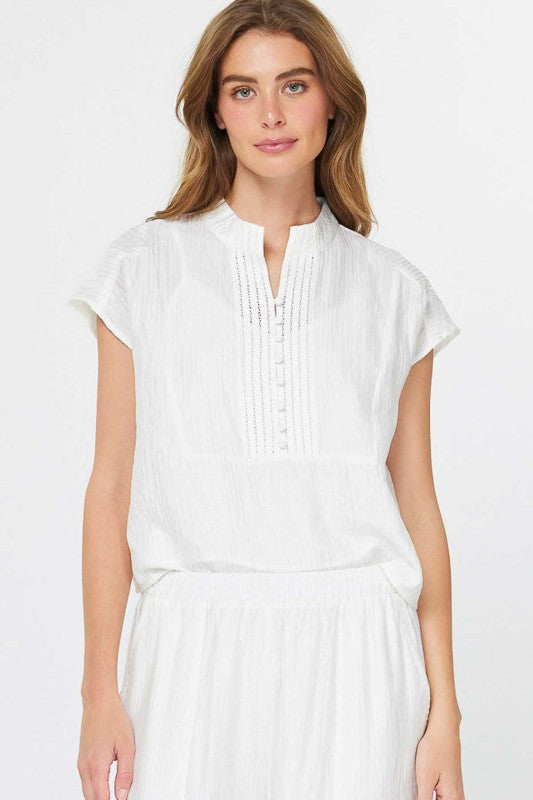 Boxy Crop Top with Button Detail - Stylish In The Saddle