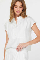 Boxy Crop Top with Button Detail - Stylish In The Saddle