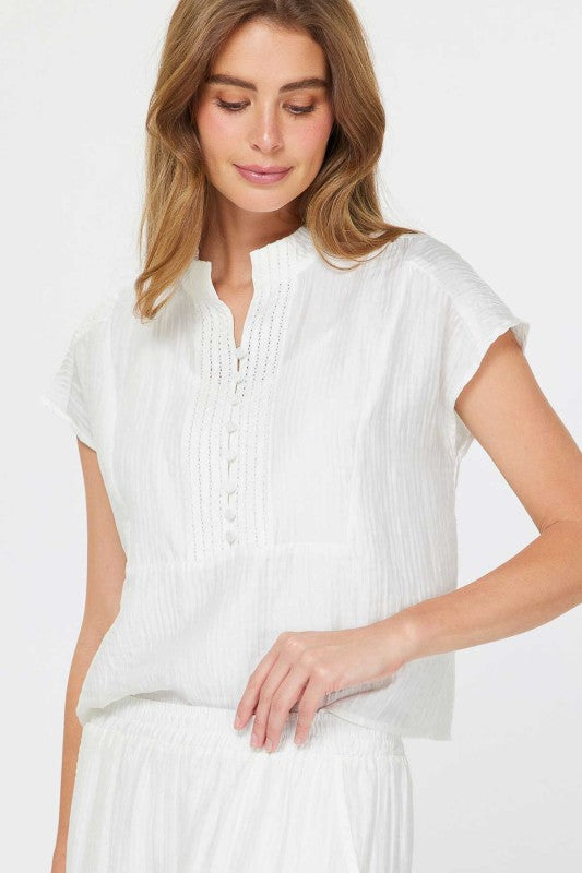 Boxy Crop Top with Button Detail - Stylish In The Saddle