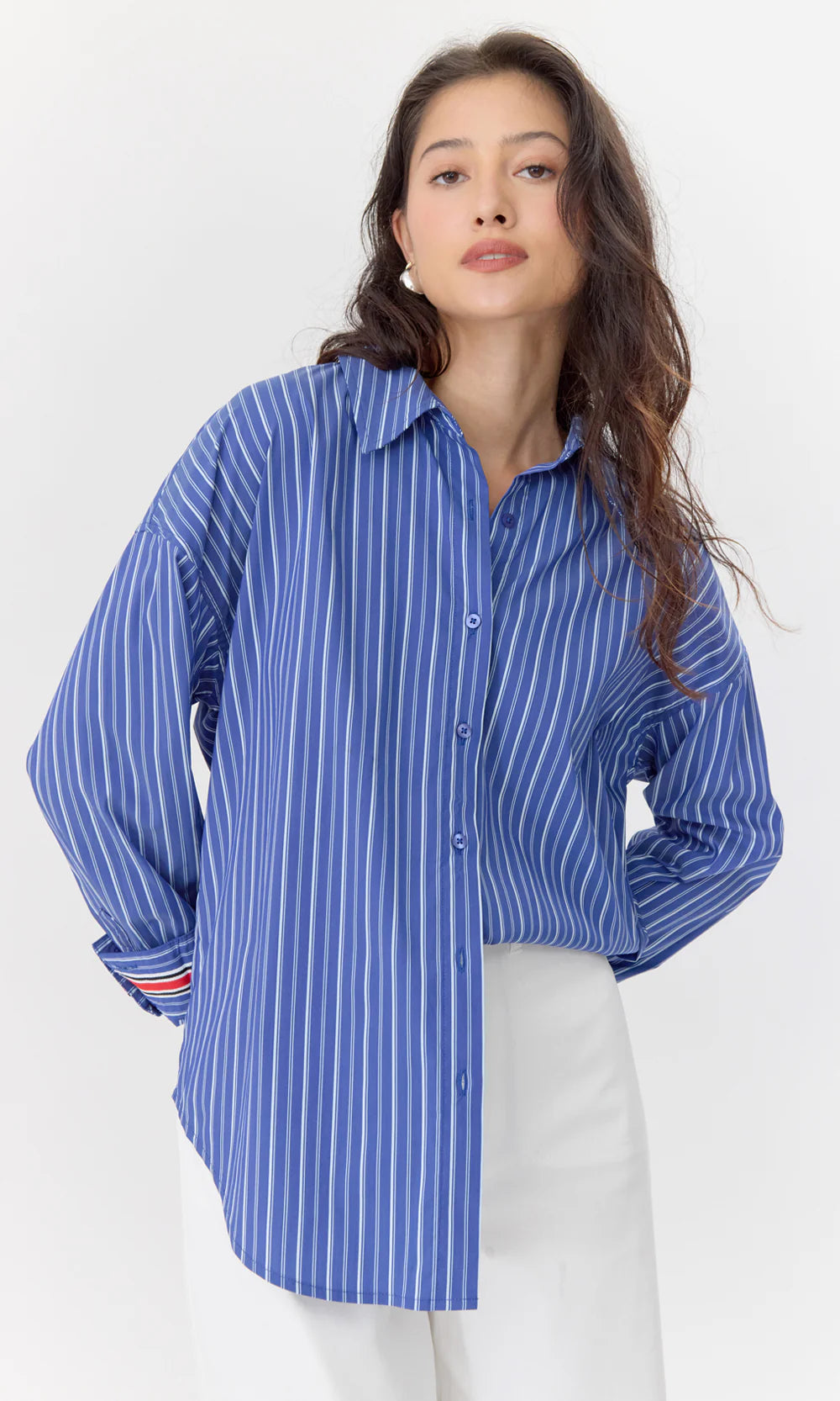Hattie Poplin Oversized Stripe Shirt - Stylish In The Saddle