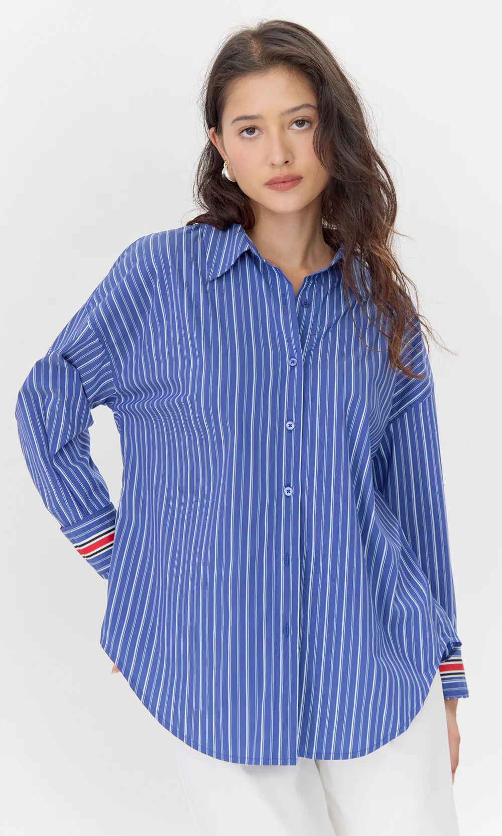 Hattie Poplin Oversized Stripe Shirt - Stylish In The Saddle