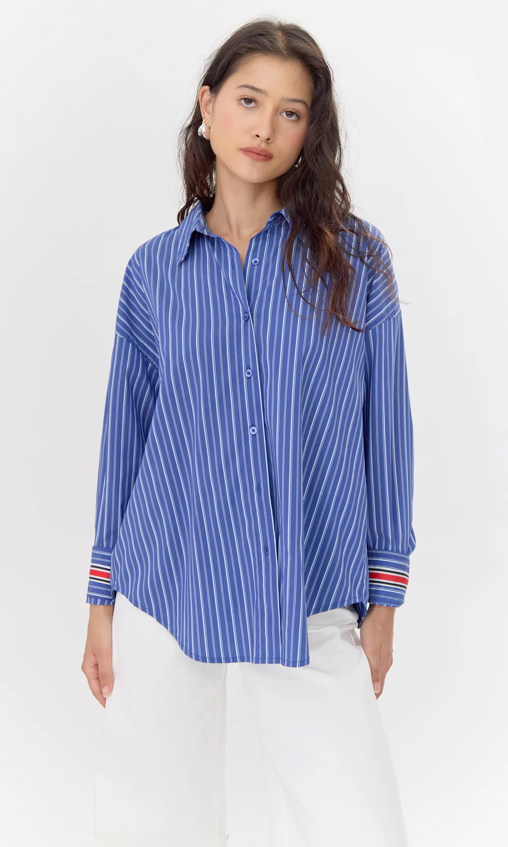 Hattie Poplin Oversized Stripe Shirt - Stylish In The Saddle