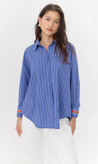 Hattie Poplin Oversized Stripe Shirt - Stylish In The Saddle