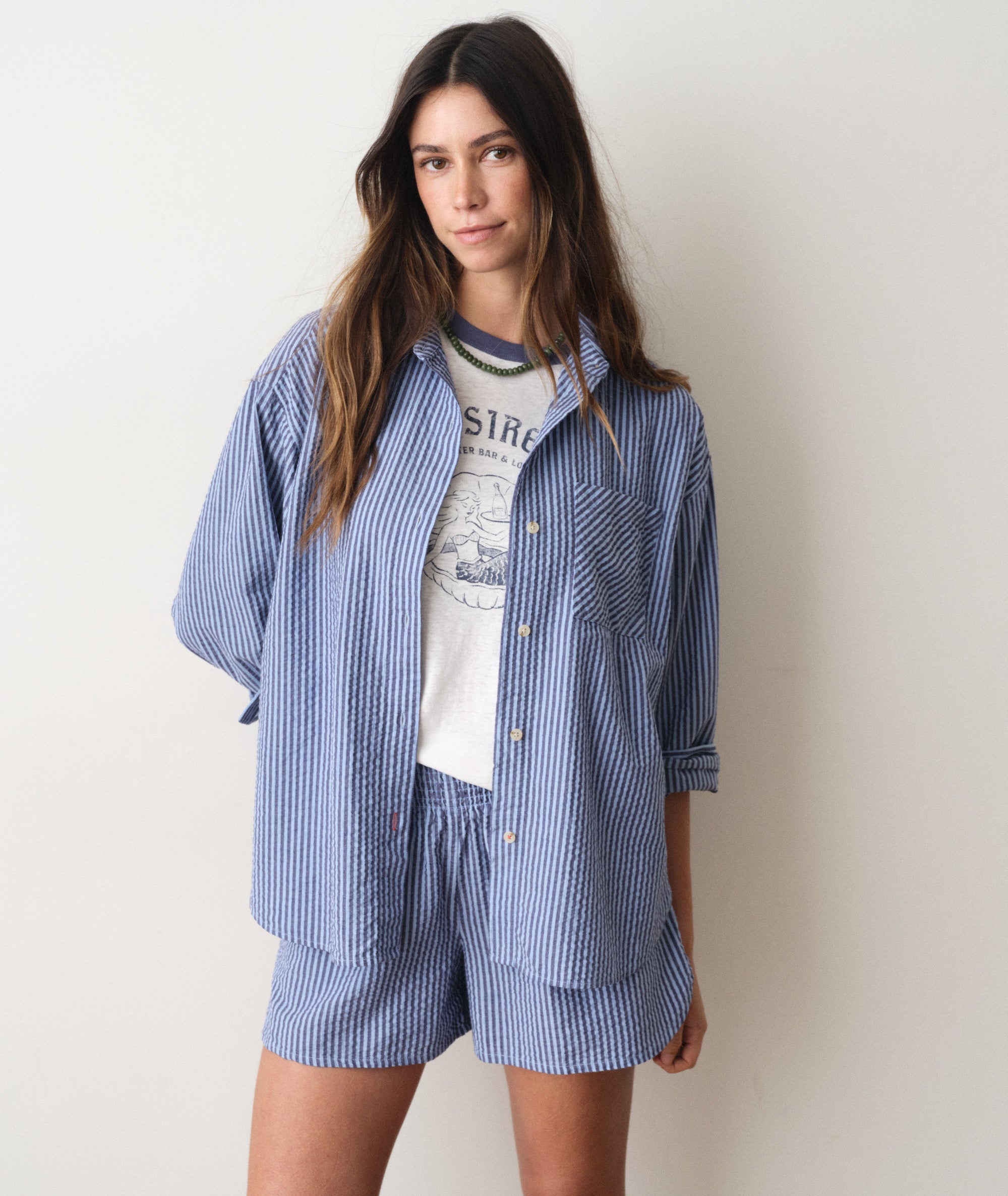 Gracey Oversized Seersucker Shirt Colors