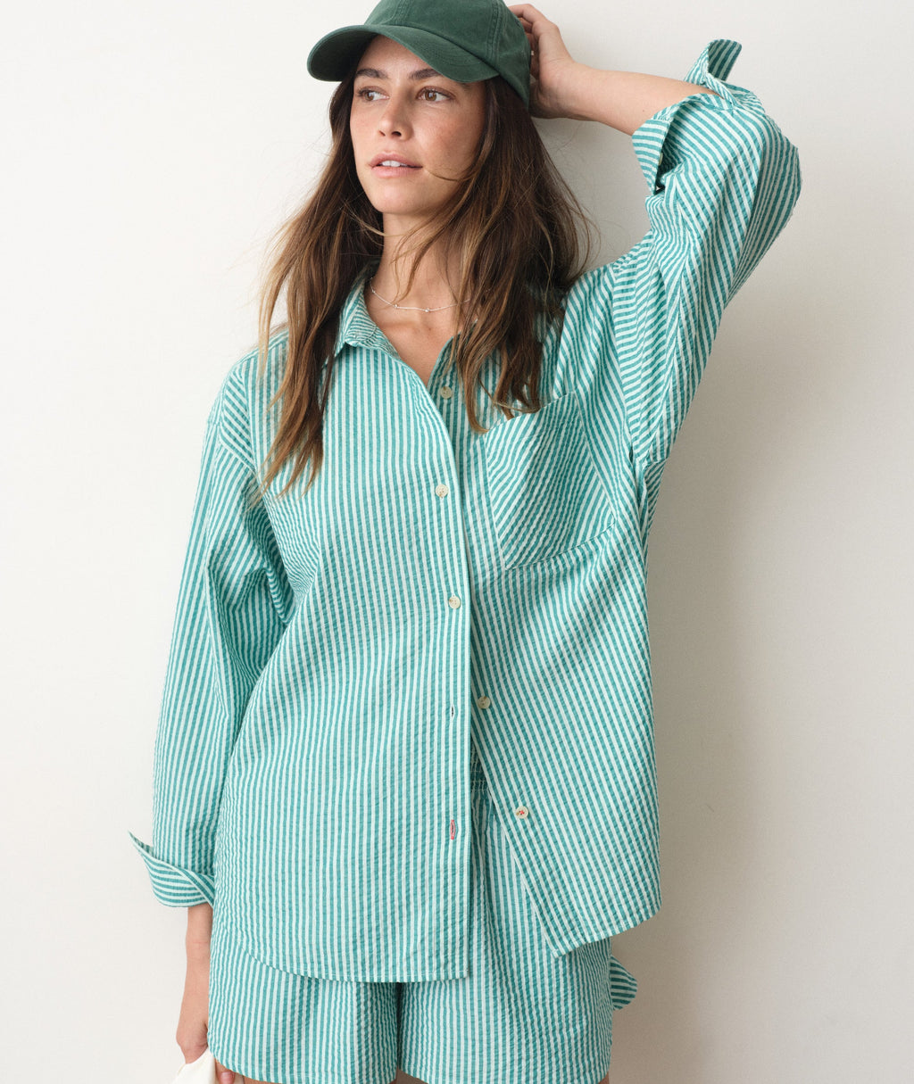 Gracey Oversized Seersucker Shirt Colors