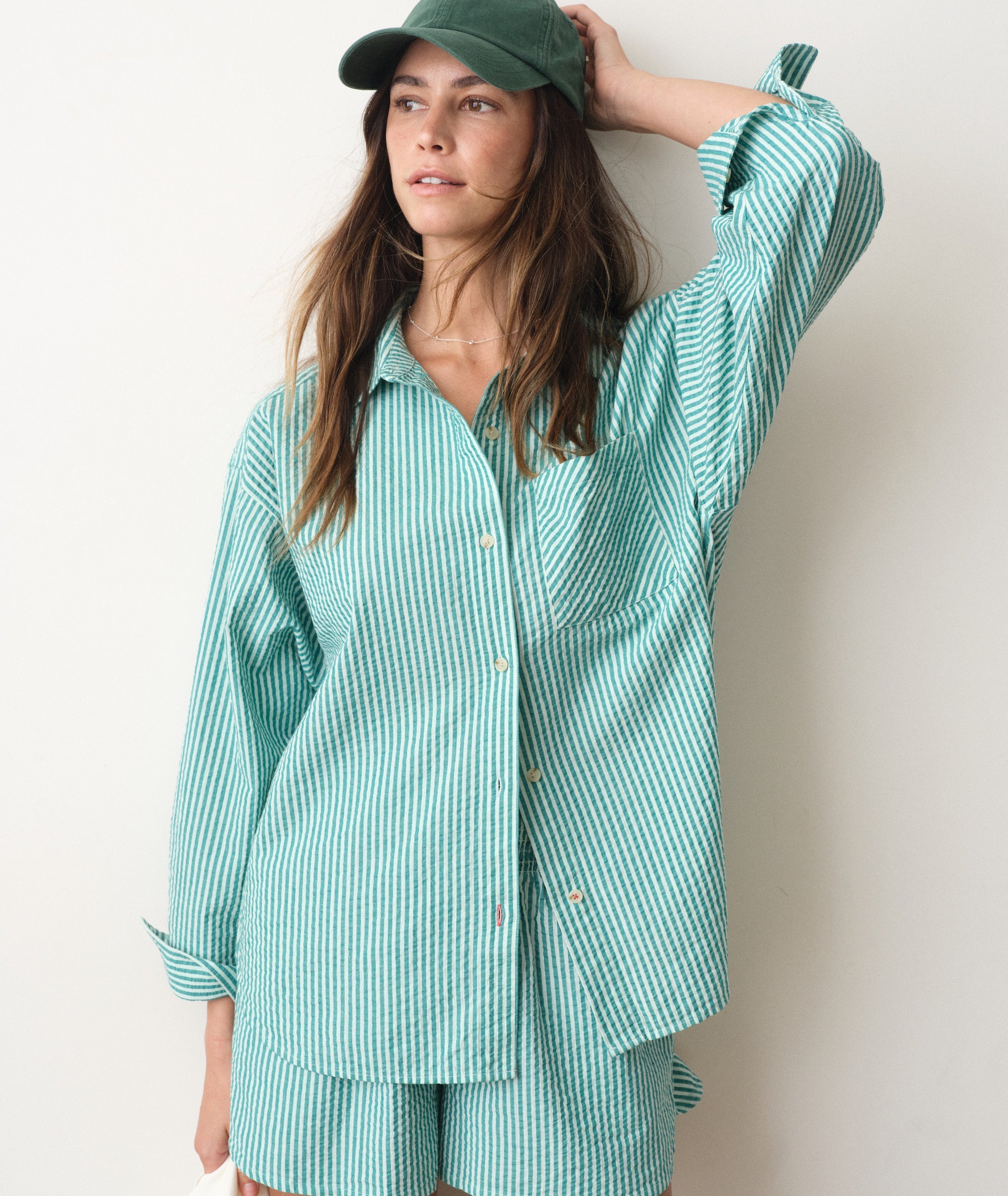 Gracey Oversized Seersucker Shirt Colors