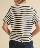 Knit Stripe Short Sleeve Sweater - Stylish In The Saddle
