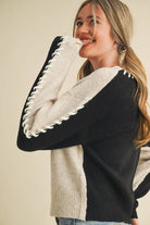WHIP STITCH TWO-TONE SWEATER MSW11155 - Stylish In The Saddle
