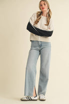 WHIP STITCH TWO-TONE SWEATER MSW11155 - Stylish In The Saddle